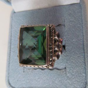 NICKY BUTLER SILVER GREEN QUARTZ/MULTISTONES RING